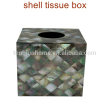 black mother of pearl shell tissue box holder Black shell full sides square seashell mini tissue box